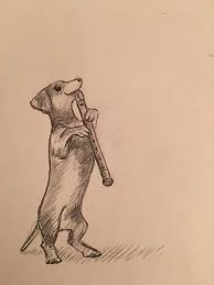 Dachshund Playing Recorder Drawing By Illustrator Lisa Stewart Puppy Art Dachshund Art Music Drawings