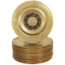 Black And Gold Dinner Plates Set Of 12 Heinrich Co Black And Gold Service Plates By H C Plate Sets Plates Victorian Dinner Plates