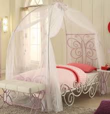 Butterfly Princess Carriage Twin Canopy Bed In White Light Purple