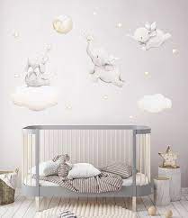 fabric wall decal flying elephants nursery wall decal etsy kindergarten wandtattoos babyzimmer wandaufkleber babyzimmerideen neutral