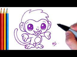 Draw a sideways lemon shape, with some circles at the ends for ears. How To Draw Cute Monkey Easy Step By Step Tutorial Youtube