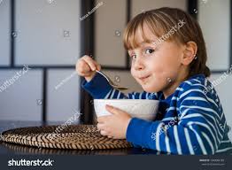 Cute Little Child Having Lunch Home Stock Photo 1943084785
