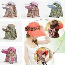 Multifunction Anti Uv Summer Widebrim Cap Face Mask Neck Flap Wrap Beach Sun Hat Beach Sun Hat Sun Hats Hats
