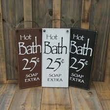 Picking your farmhouse wall décor is one of the best parts of creating a farmhouse bathroom. Set Of Bathroom Signs Hot Baths Soap Farmhouse Style Wall Decor Tiered Tray Novelty Home Decor Plaques Signs Tecnocurecenter Home Garden
