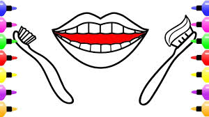 Mouth Teeth Toothbrush Drawing And Coloring Page For Kids Coloring Pages For Kids Color Magic Drawings
