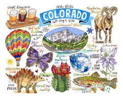 Check spelling or type a new query. Colorado Print State Symbols Rocky Mountains The Centennial State Travel Art Journal State Symbols Map Art