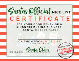 Print your free checklist and get ready for you vacation of a lifetime! Santas Official Nice List Certificate Free Printable Nice List Certificate Santa S Nice List Christmas Nice List