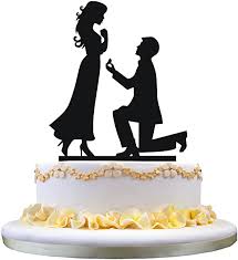 Photocake® engagement couple cake design. Mobel Wohnen Silhouette Finally Got Engaged Wedding Couple Cake Topper Engagement Bridal Dekorationen Kuchenfiguren
