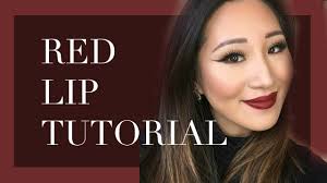 asian red lips makeup tutorial
