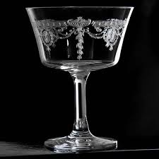 Chrome ornament on a black background. Retro Fizz 1890 Cocktail Glass 20cl Vintage Glassware Urban Bar Singapore