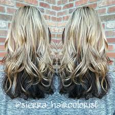 Level 8 highlighted golden blonde through top with deep auburn underneath. Highlights And Lowlights Blonde On Top Dark Underneath L Anza Haircolor Sierra Haircolorist Dark Underneath Hair Blonde On Top Brown Hair Underneath