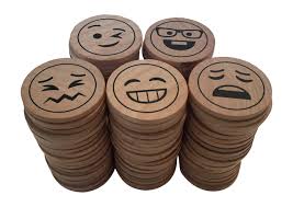 Chimmychucks Tm Emojitokens 11 2 Wood Emoji Emoticon 100 Pcs With Cotton Bag Check This Awesome Product By Going To The Link Cotton Bag Craft Supplies Emoji