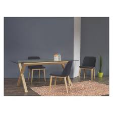 Dublin 4 Seater Oak And Glass Dining Table Buy Now At Habitat Uk Grey Upholstered Dining Chairs Round Back Dining Chairs Glass Dining Table