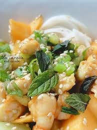 Salade Thai Crevettes Melon Et Concombre Salade Thai Crevette Salade Melon Salade Thai