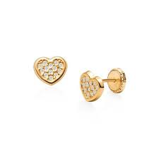 Children's heart hoop earrings in 14k gold, 2mm. Treasured Heart Baby Children S Earrings Screw Back 14k Gold Kids Earrings Childrens Earrings Stud Earrings