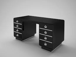 Curved design desk with a beautiful shape. Schwarzer Art Deco Design Schreibtisch Original Antike Mobel