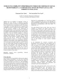 A social project & publications company sharing the unwavering corporate sustainability & social responsibility of our local corporations in malaysia. Enhancing Company S Performance Through Corporate Social Responsibility A Comparative Study Between Local And Foreign In Malaysia