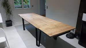 metal table and solid oak with extension cords dining table home decor furniture