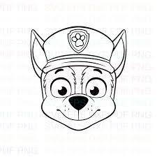 Whisker haven pilot coloring page Chase Face Paw Patrol Outline Svg Stitch Silhouette Coloring Etsy