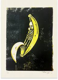 Banana Linocut Xtotl Skull Art Art Linocut