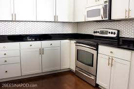 Hexagon tiles on the walls and backsplashes are very popular: Kitchen Backsplash Installation Kitchen Makeover Part 5 2 Bees In A Pod