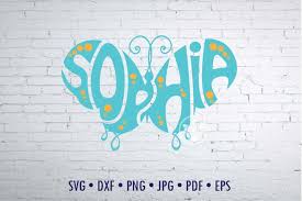 Download Sophia Word Art In Butterfly Shape Svg Dxf Eps Png Jpg 374510 Cut Files Design Bundles PSD Mockup Templates