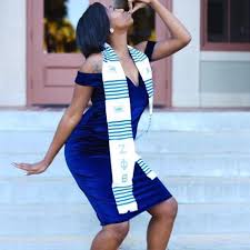 Beautiful Zeta Phi Beta Soror Represent Your Sorority With Kente Graduation And Greek Stoles Fro Graduation Photoshoot Graduation Stole Pictures Of Black Girls