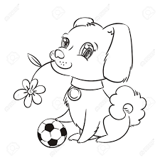 You can use our amazing online tool to color and edit the following cute dog coloring pages to print. Vector Illustration With Cute Puppy With A Soccer Ball Card Royalty Free Cliparts Vectors And Stock Illustration Image 102397965