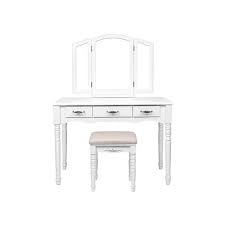 Mupater makeup desk vanity set with mirror light and bench stool for girls and women, dressing table with 7 drawers and 10 led blubs, white. Vaulted Mirror Dressing Table Set