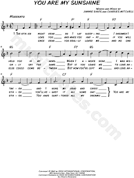 You are my sunshine, my only sunshine. Jimmie Davis You Are My Sunshine Sheet Music Leadsheet In F Major Download Print Sku Mn0163965