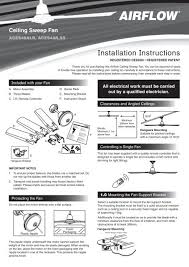Avoid placing objects in path of the blades. Installation Instructions F2130 Airflow Ceiling Sweep Fans Clipsal