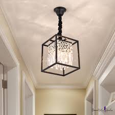 Square Bathroom Hanging Ceiling Light Simple Style Tri Sided Crystal Rod 2 Heads Black Chandelier Light Beautifulhalo Com