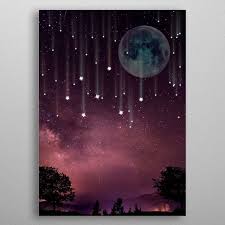 Night Sky Star Fall Metal Poster Topcat Design Displate Canvas Art Painting Night Sky Art Canvas Painting Diy