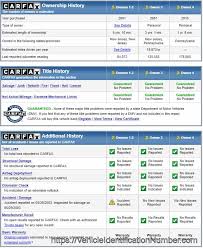 Here is what the last carfax report from 07/16/2007 says: Vehicle Identification Number Vehicle Identification Number