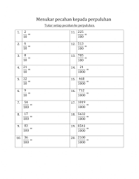 Tukar bahagian perpuluhan kepada pecahan. Menukar Pecahan Kepada Perpuluhan Worksheet