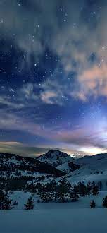 Aurora Star Sky Snow Mountain Winter Nature Iphone X Wallpaper Nature Iphone Wallpaper Iphone Wallpaper Winter Winter Wallpaper