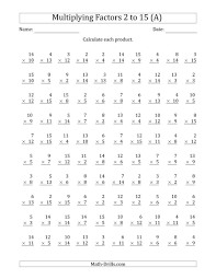 The Multiplying With Factors 2 To 15 A Math Worksheet From The Multiplica Multiplication Facts Worksheets Math Multiplication Worksheets Math Fact Worksheets