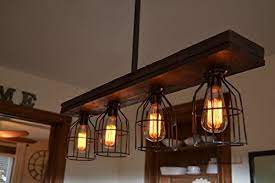Robot Check Wood Light Farmhouse Pendant Lighting Kitchen Island Lighting