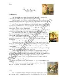 You are special is a great reminder of how valuable each person is, simply because god loves him. You Are Special Max Lucado Reading Comprehension Esl Worksheet By Nina Duarte