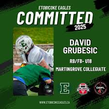 Welcome David Grubesic to the 2025 U18 Etobicoke Eagles!!🏈🦅 Interested in  becoming apart of the Eagles family? Register now with the link in our bio  🟢⚫️⚪️