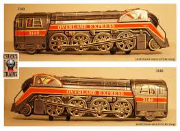 Made In Japan By Masudaya Toys Locomotive Number 3140 The Overland Express This Tin Toy Trains Features Include A Non Stop Toy Train Tin Toys Vintage Toys