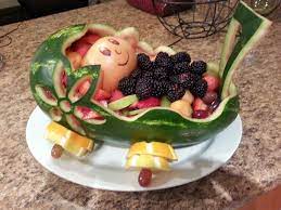 Watermelon Baby Carriage Baby Shower Fruit Watermelon Baby Fruit And Vegetable Carving