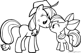 Play my little pony apple bloom coloring page online. Applejack And Apple Bloom Coloring Page Coloringall