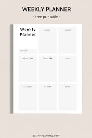 Everything here can be printed for free. Free Printable Minimalist Weekly Planner Gathering Beauty