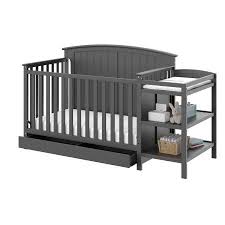 Storkcraft Steveston 4 In 1 Crib And Changer With Drawer Gray Image 2 Of 11 Crib With Changing Table Convertible Crib Cribs