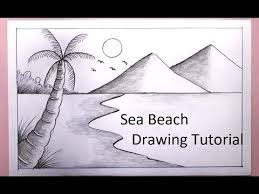 How To Draw A Scenery Of Sea Beach Pencil Drawing Tutorial Step By Step Easy Draw Youtube Drawings Drawing Tutorial Beach Drawing