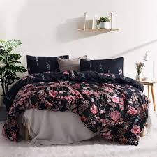Amazon Com Leadtimes Black Duvet Cover Cute Queen Duvet Cover Set Flower Bedding Sets With 90x90 Duvet Cover And 2 Pillowcases Queen Style8 Home Kitchen