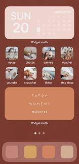 Ios 14 Inspiration Boho Aesthetic Muted Tones Iphone Home Screen Layout Iphone Wallpaper App Homescreen