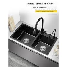 Maybe you would like to learn more about one of these? Ready Stockdisses Black Nano Sink Double Bath Kitchen Sink 304 Stainless Steel Manual Household Set Shopee Philippines