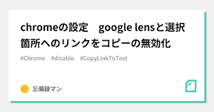 chromeの設定 google lensと選択箇所へのリンクをコピーの無効化｜忘備録マン